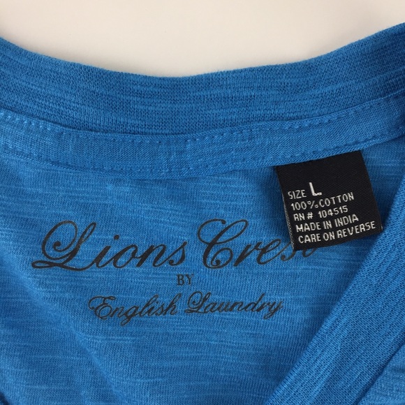 Lions Crest by English Laundry Mens L T-Shirt Blue Short Sleeve Pull Over - Picture 3 of 7